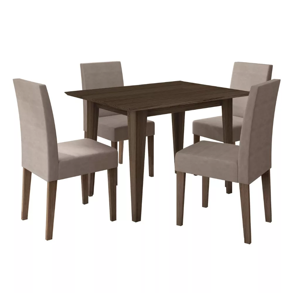 Image 1 of 8 of Conjunto Sala de Jantar Retangular Mesa Kate 120cm e 04 Cadeiras Josi Poliman Móveis
