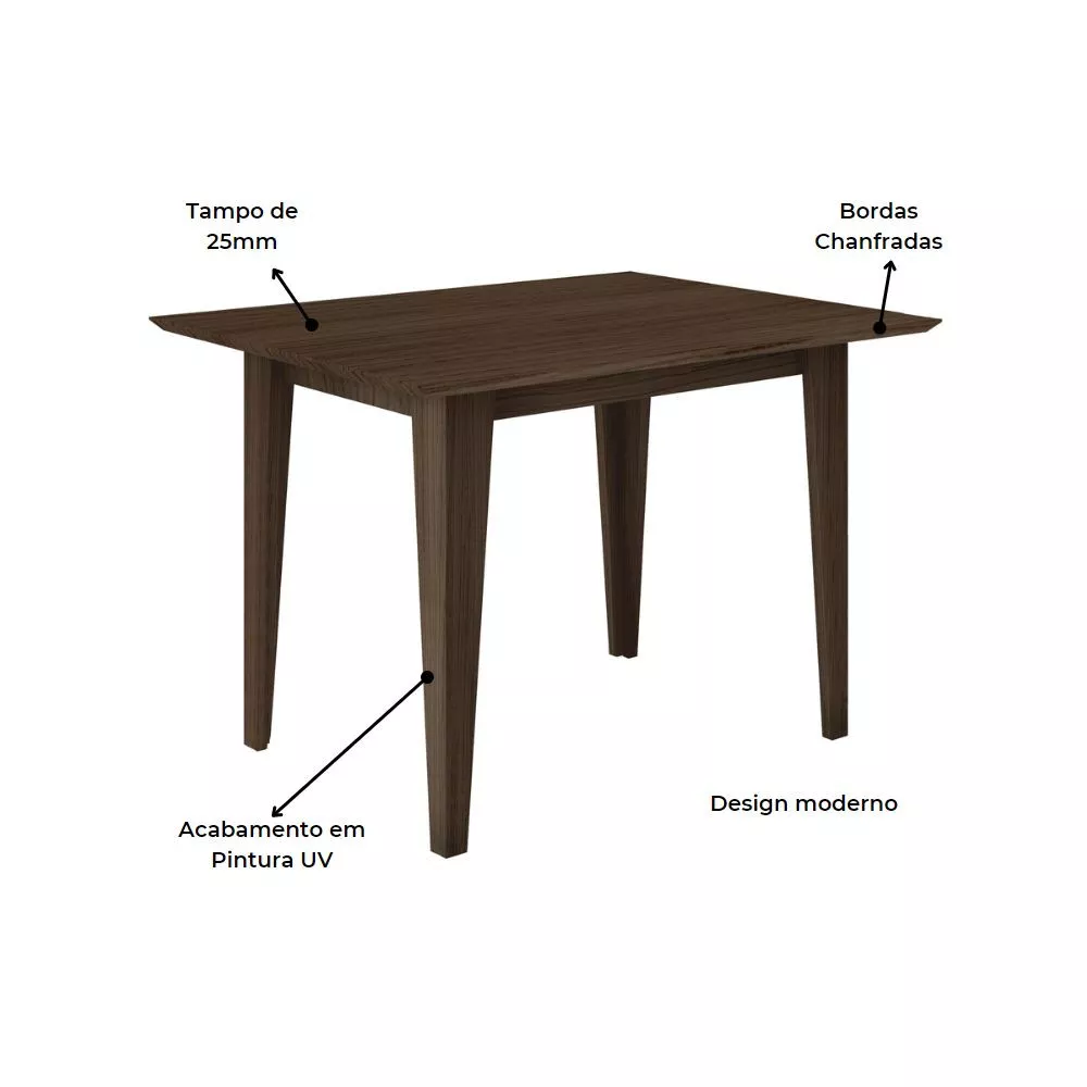 Image 6 of 8 of Conjunto Sala de Jantar Retangular Mesa Kate 120cm e 04 Cadeiras Josi Poliman Móveis