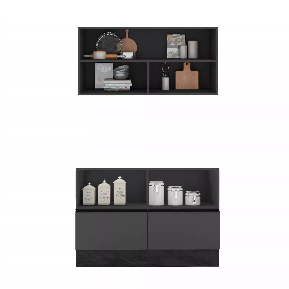 Cozinha Compacta Armário Vidro Balcão Etna Poliman