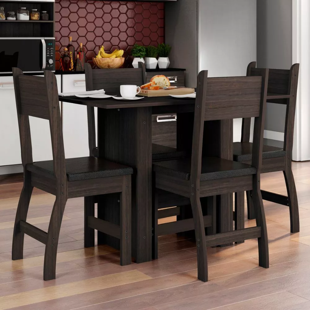 Conjunto Mesa de Jantar 4 Lugares Milano
