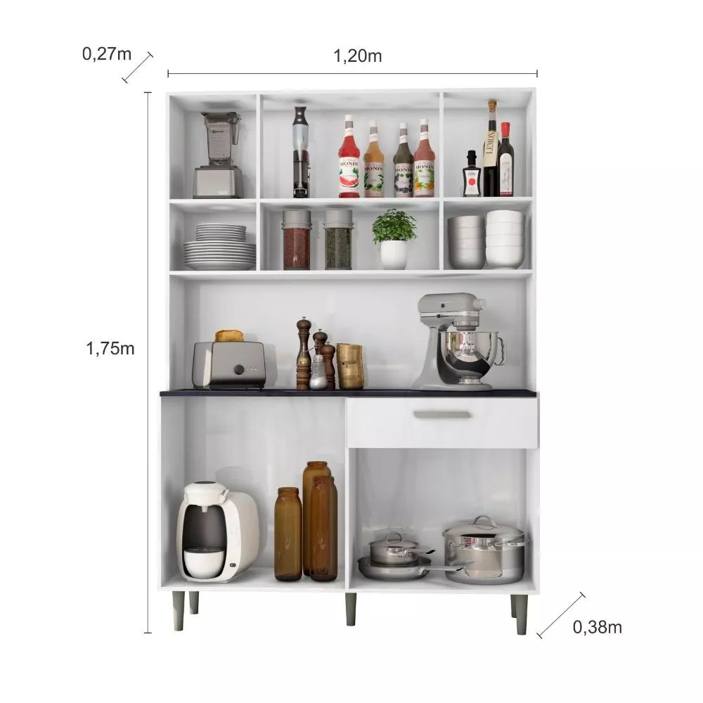 Kit Cozinha 8 Portas 1 Gaveta Gabi Poliman Móveis