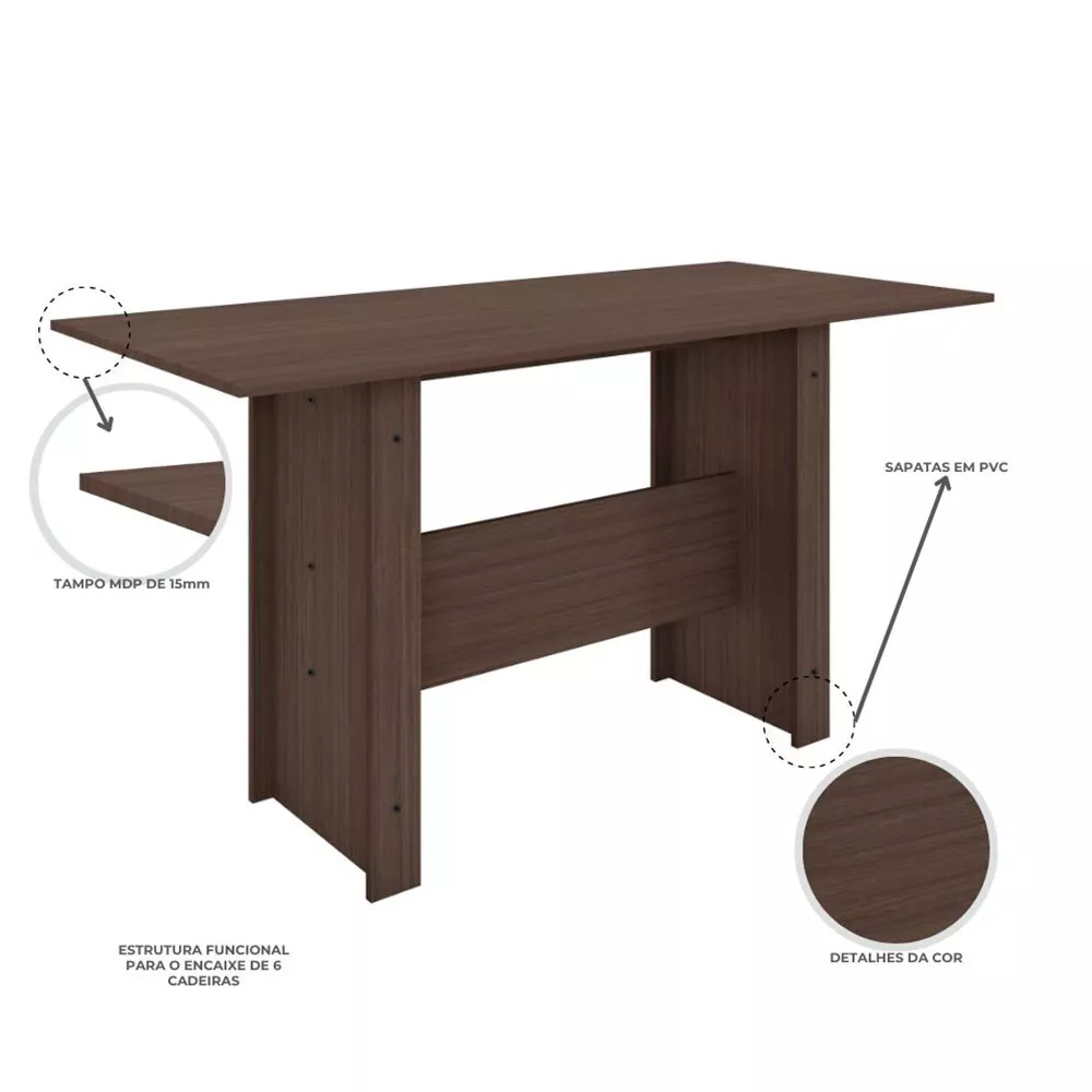 Mesa de Jantar 4 Lugares Milano Poliman Móveis