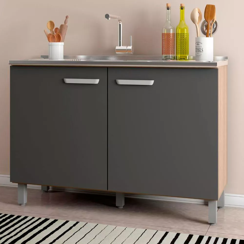 Balcão para Pia e Cuba 2 portas 120cm Sintra ou Siena Poliman Móveis