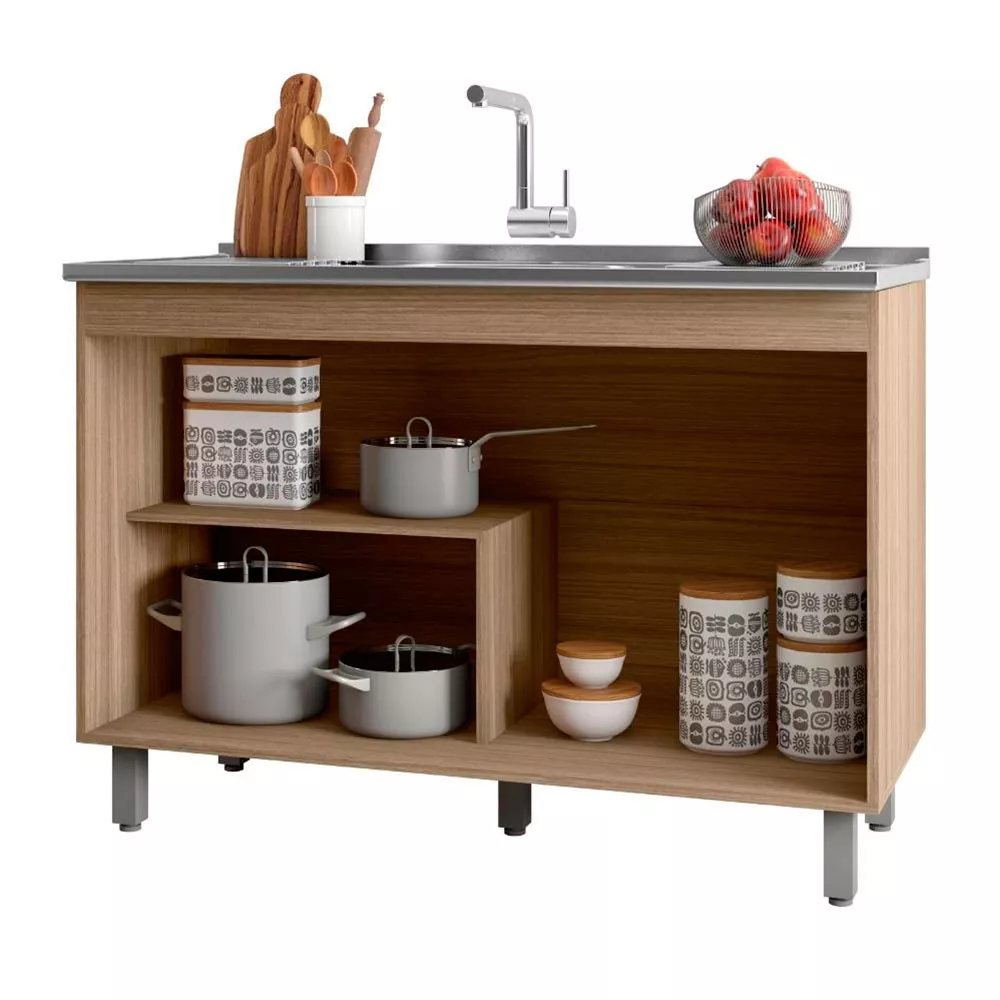 Balcão para Pia e Cuba 2 portas 120cm Sintra ou Siena Poliman Móveis