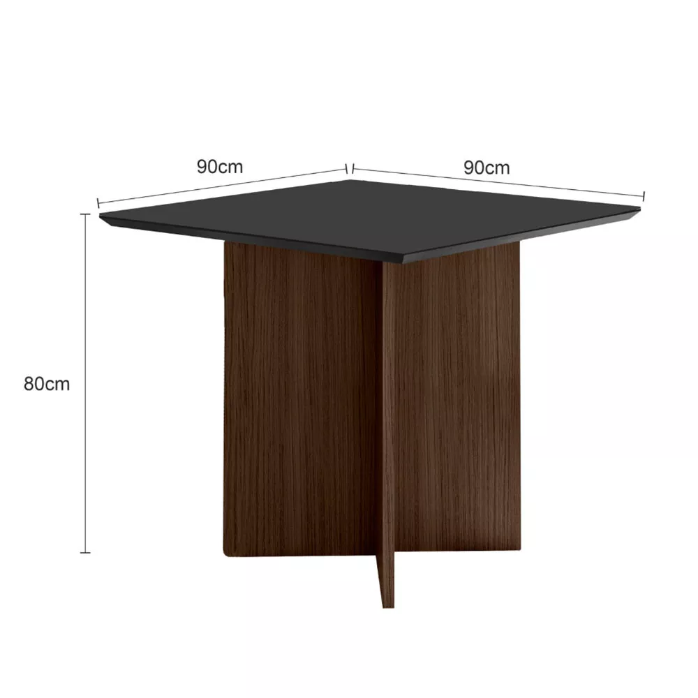 Conjunto Sala de Jantar Quadrada Mesa Helo 90cm e 04 Cadeiras Josi Poliman Móveis
