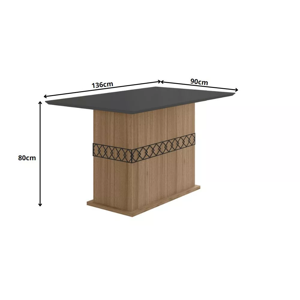 Image 4 of 11 of Conjunto Sala de Jantar Retangular Mesa Agata 136cm e 04 Cadeiras Josi Poliman Móveis
