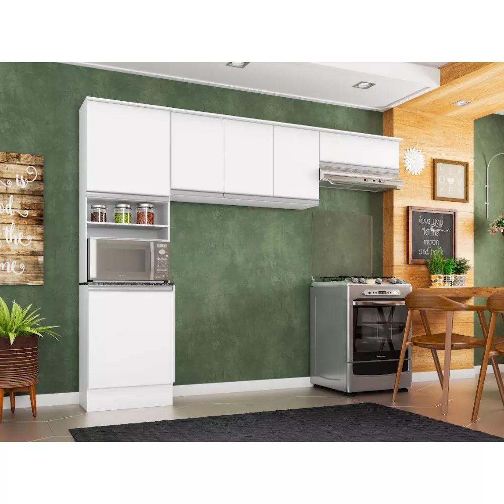 Cozinha Compacta Paneleiro e Aéreo 260 cm Paris Poliman