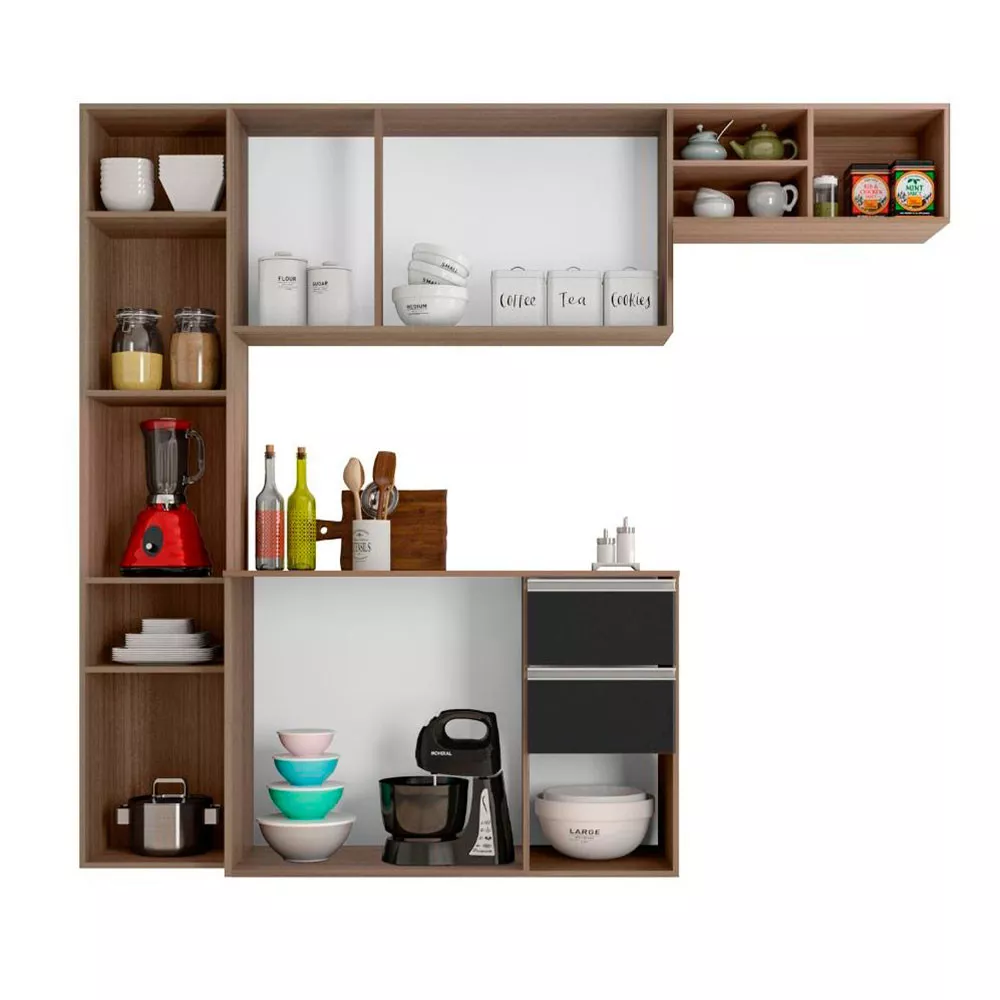 Cozinha Compacta Laura 8 Portas 2 Gavetas Poliman Móveis