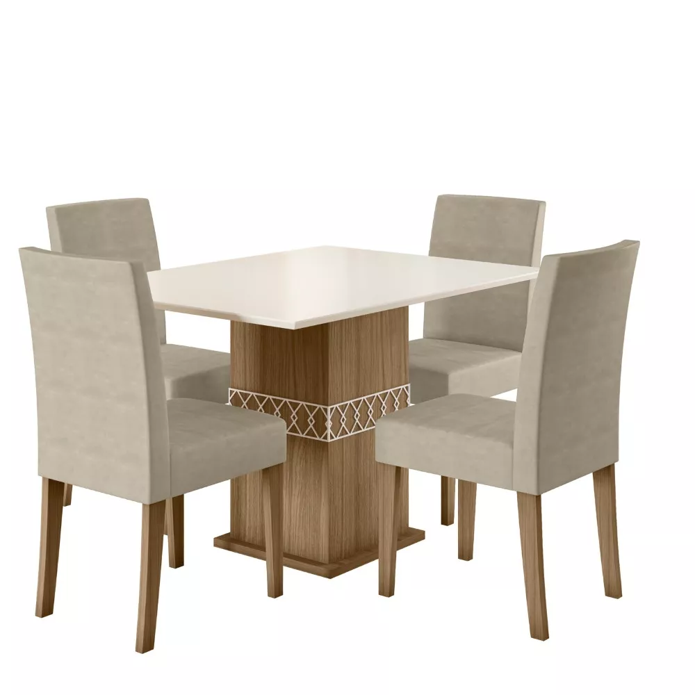 Image 1 of 11 of Conjunto Sala de Jantar Quadrada Mesa Jade 90cm e 04 Cadeiras Josi Poliman Móveis