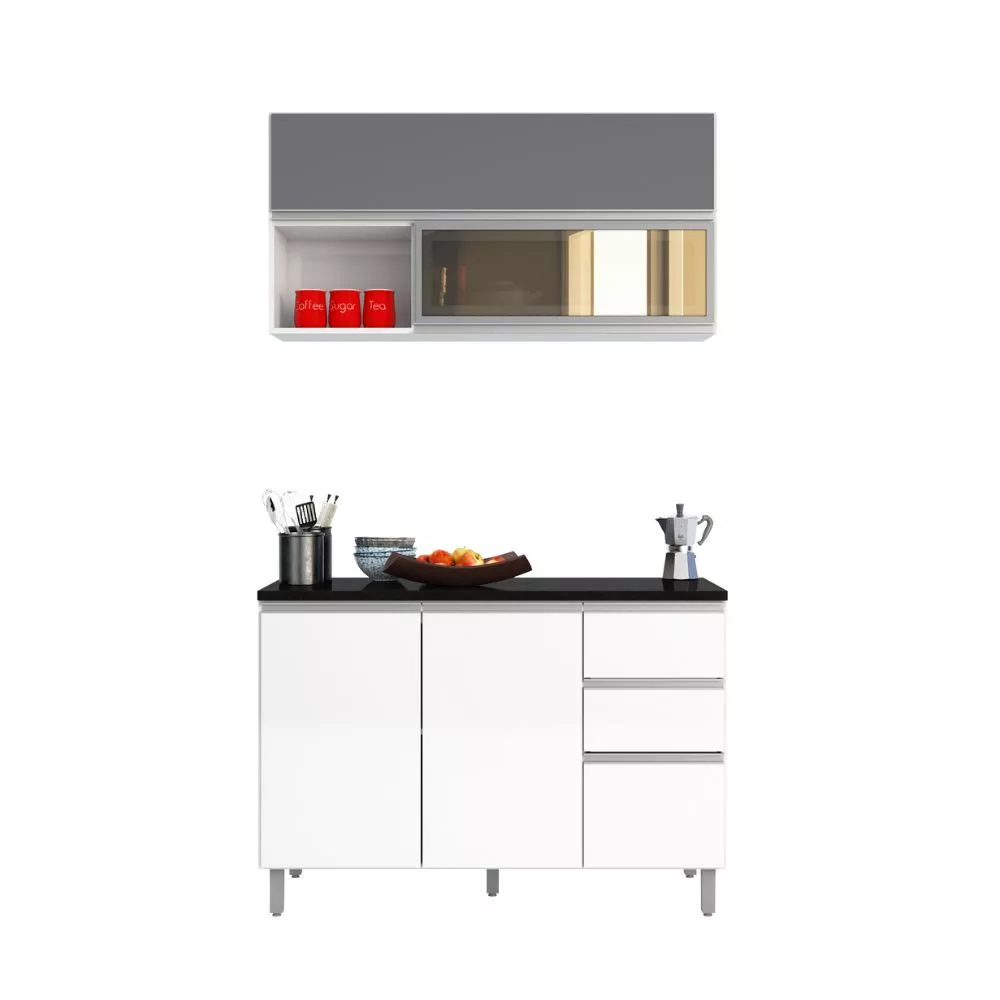 Cozinha Modulada 2 Peças 5 Portas 2 Gavetas Evidence