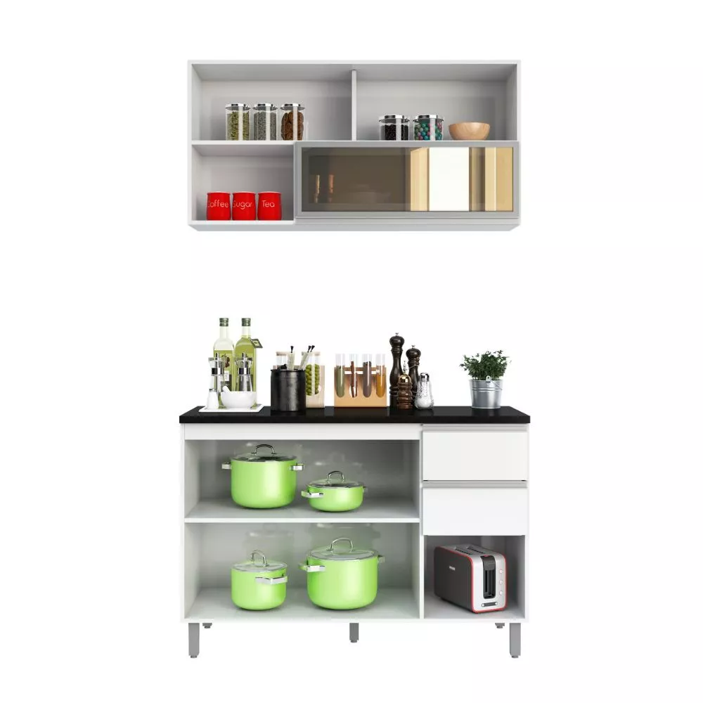 Cozinha Modulada 2 Peças 5 Portas 2 Gavetas Evidence