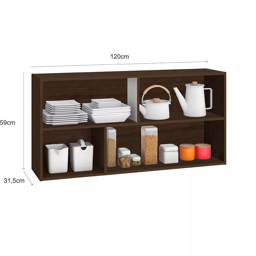 Armário Aéreo Basculante Reflecta 1,20m 2 Portas Evidence Poliman Móveis