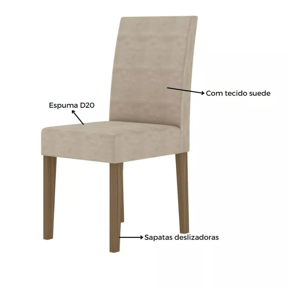 Imagem 9 de 11 de Conjunto Sala de Jantar Retangular Mesa Agata 160cm e 06 Cadeiras Josi Poliman Móveis