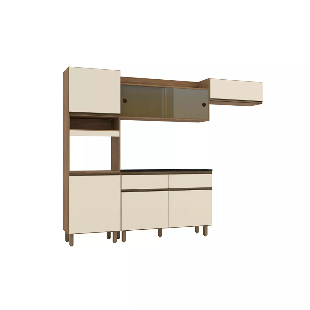 Cozinha Compacta 7 Portas 2 Gavetas Com Balcão Tampo Porto