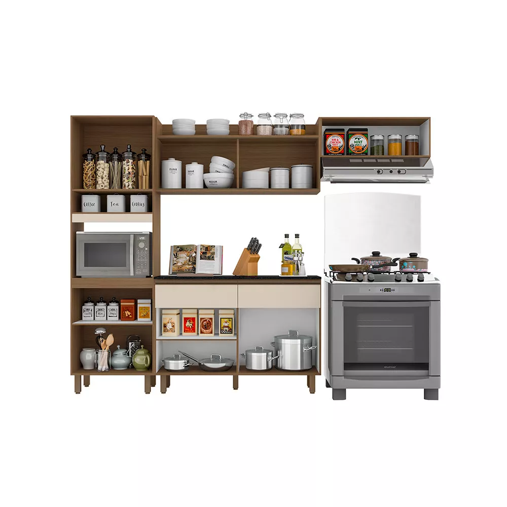 Cozinha Compacta 7 Portas 2 Gavetas Com Balcão Tampo Porto