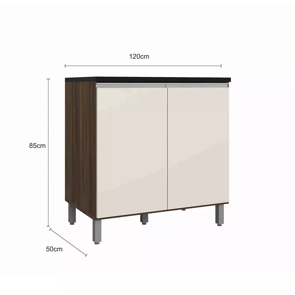 Balcão Para Cooktop Evidence 2 Portas Sem Tampo Poliman Móveis