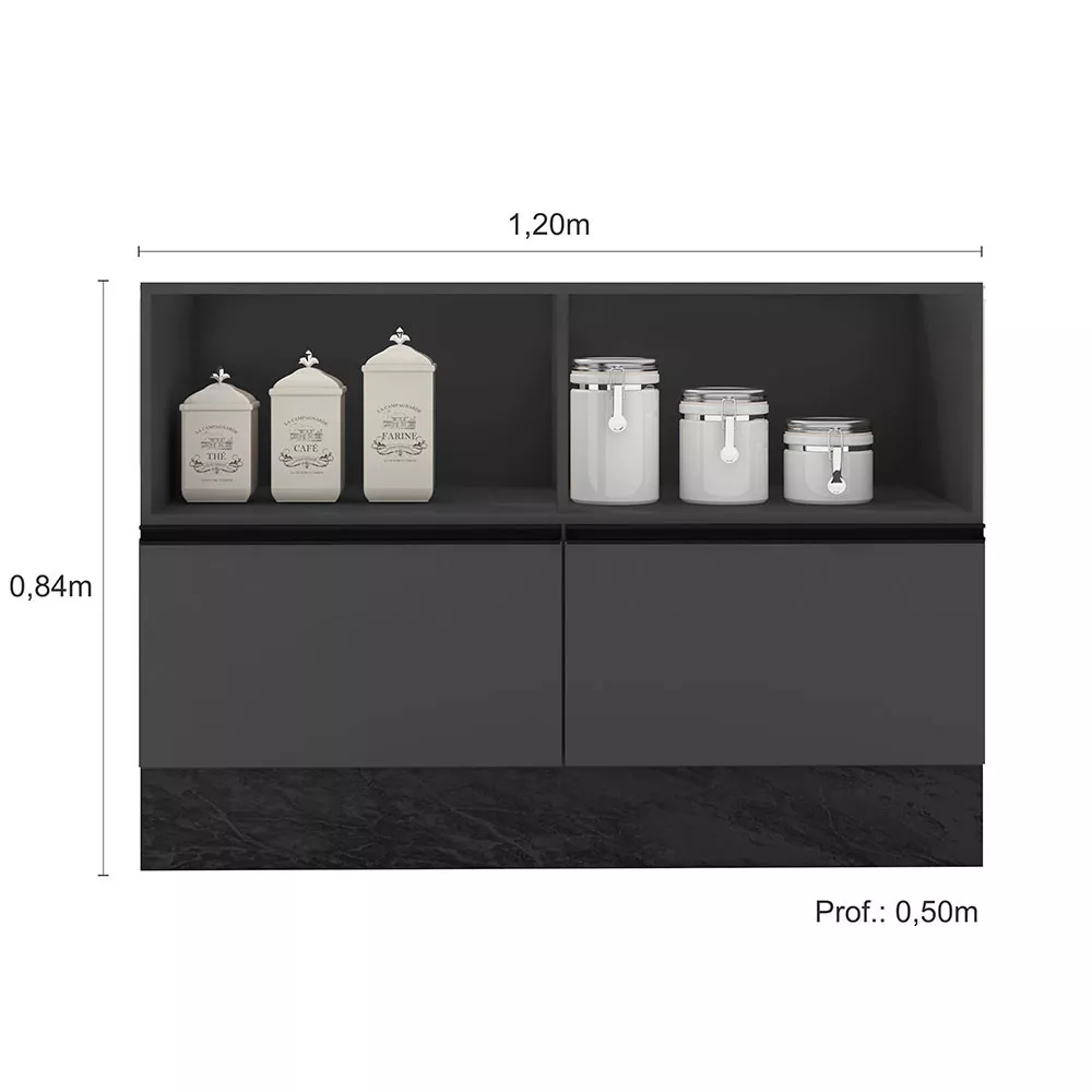 Balcão para Pia e Cuba 120 cm 2 Portas 2 Gavetas Etna Poliman Móveis