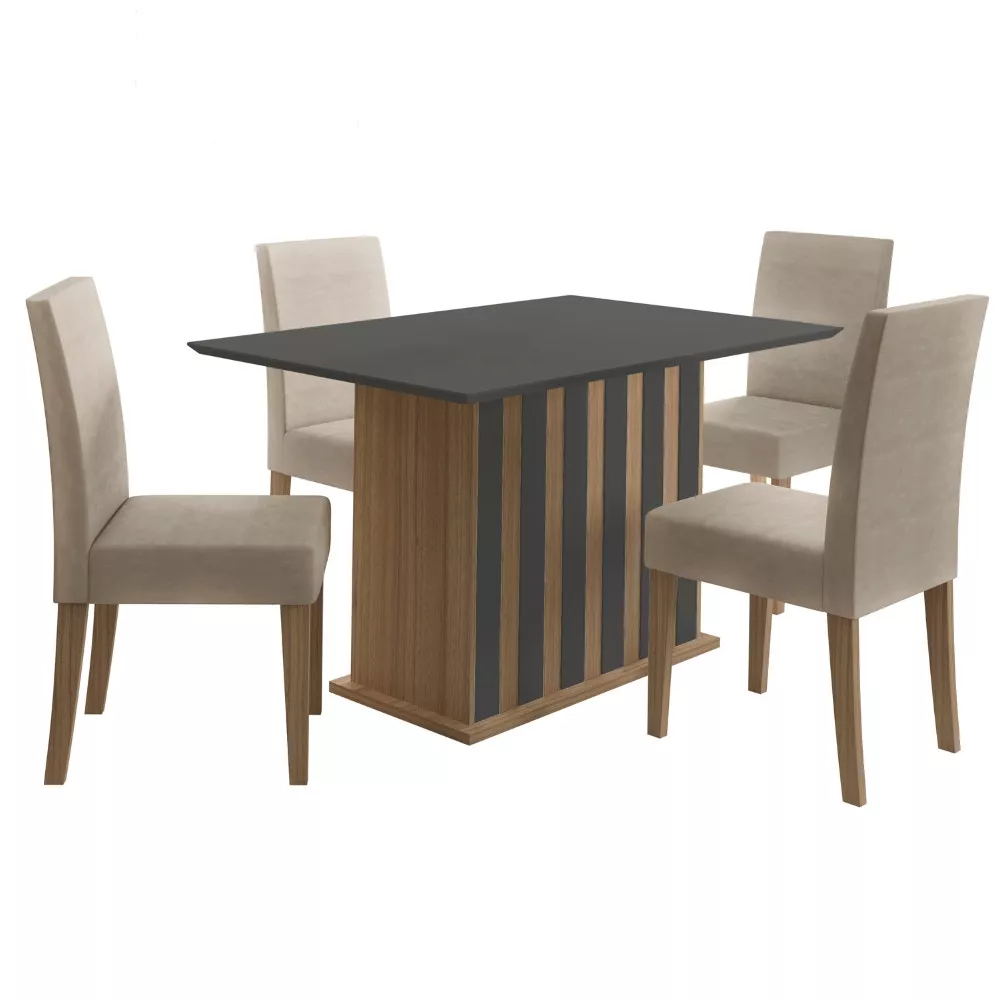 Image 1 of 11 of Conjunto Sala de Jantar Retangular Mesa Amalia 136cm e 04 Cadeiras Josi Poliman
