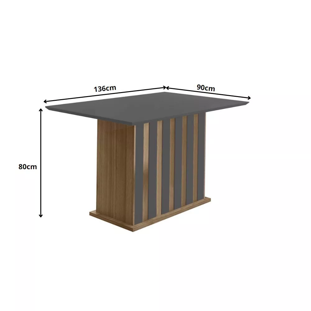 Image 4 of 11 of Conjunto Sala de Jantar Retangular Mesa Amalia 136cm e 04 Cadeiras Josi Poliman