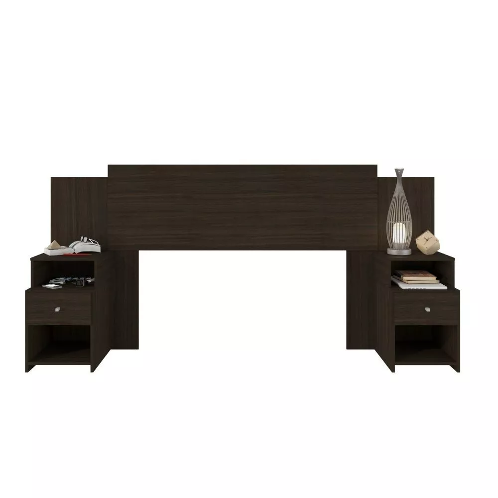 Image 1 of 4 of Cabeceira Extensível Cama Solteiro, Casal e Queen com Mesa de Cabeceira Maceió Poliman Móveis