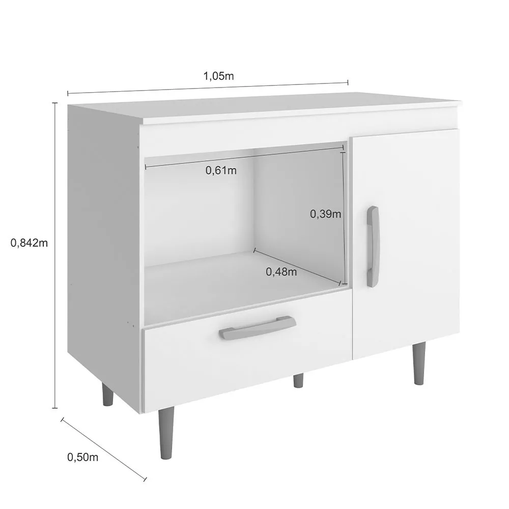 Balcão para Cooktop e Forno 1 Porta 1 Gaveta Poliman