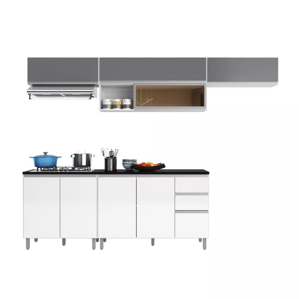 Cozinha Modulada Aérea 5 Peças 9 Portas 2 Gavetas Evidence