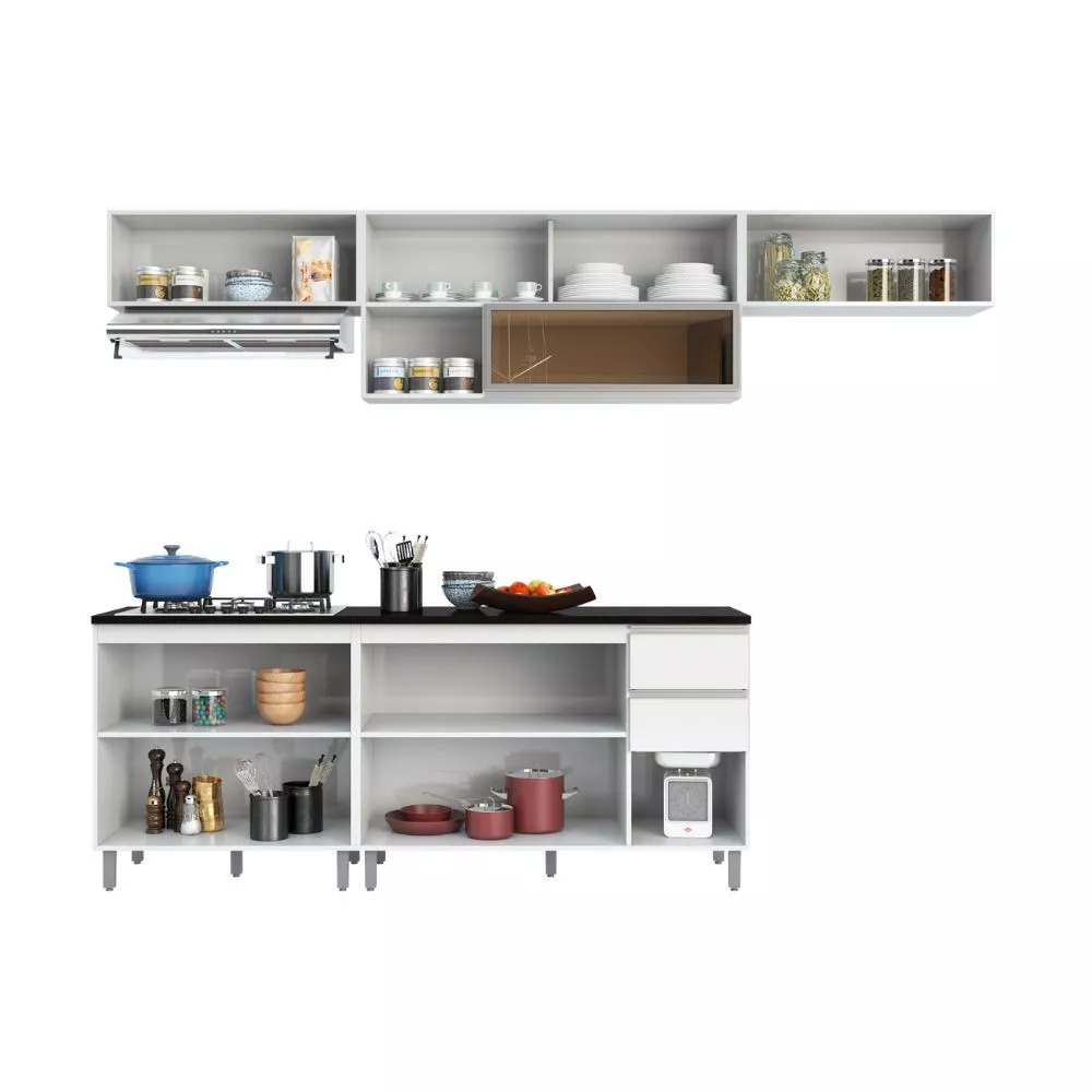 Cozinha Modulada Aérea 5 Peças 9 Portas 2 Gavetas Evidence