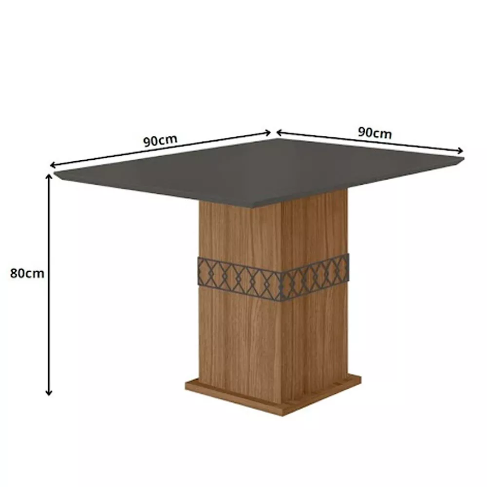 Image 3 of 7 of Conjunto Sala de Jantar Mesa com Tampo Chanfrado e 4 Cadeiras Estofadas Jade Poliman