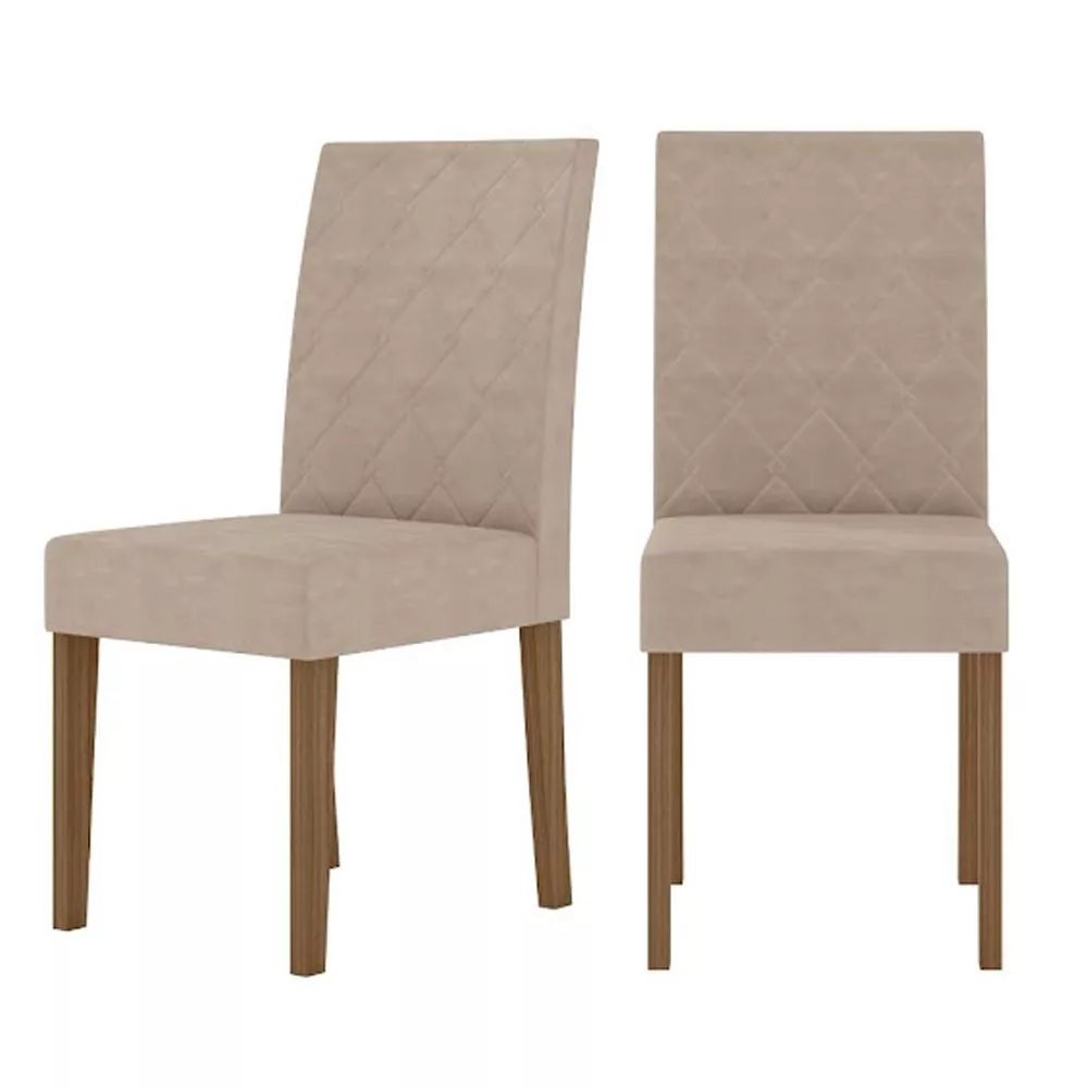 Image 4 of 7 of Conjunto Sala de Jantar Mesa com Tampo Chanfrado e 4 Cadeiras Estofadas Jade Poliman
