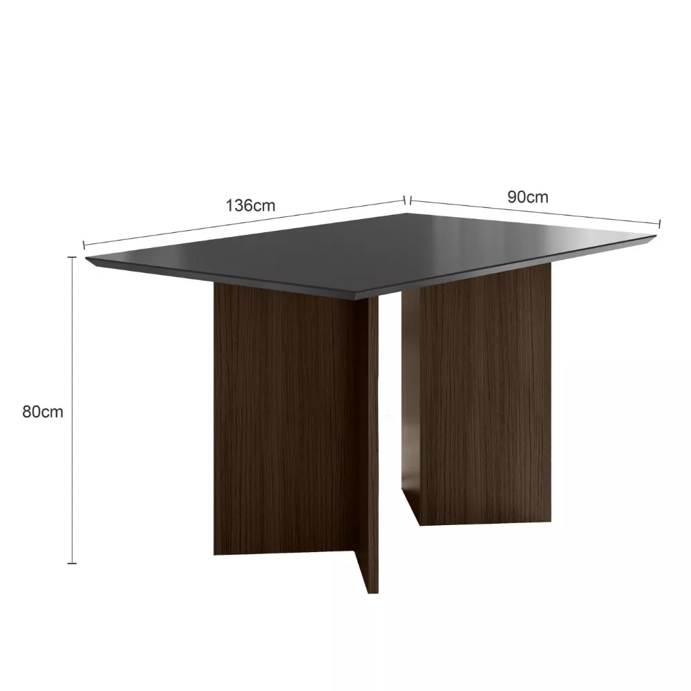 Mesa de Jantar Retangular Tampo Chanfrado sem Vidro 136cm Helo Poliman Móveis