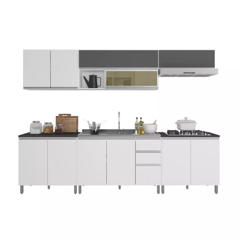 Cozinha Completa Evidence 12 portas 2 gavetas Poliman Móveis