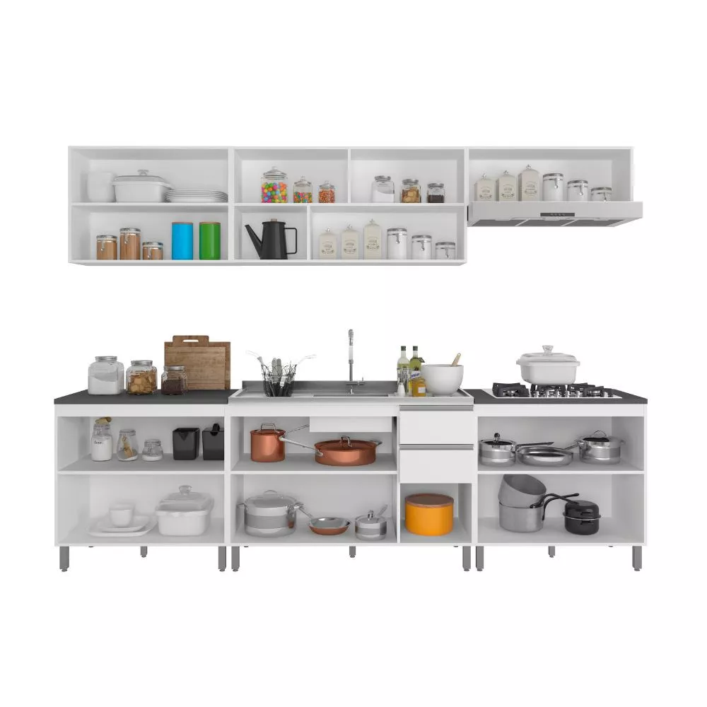 Cozinha Completa Evidence 12 portas 2 gavetas Poliman Móveis