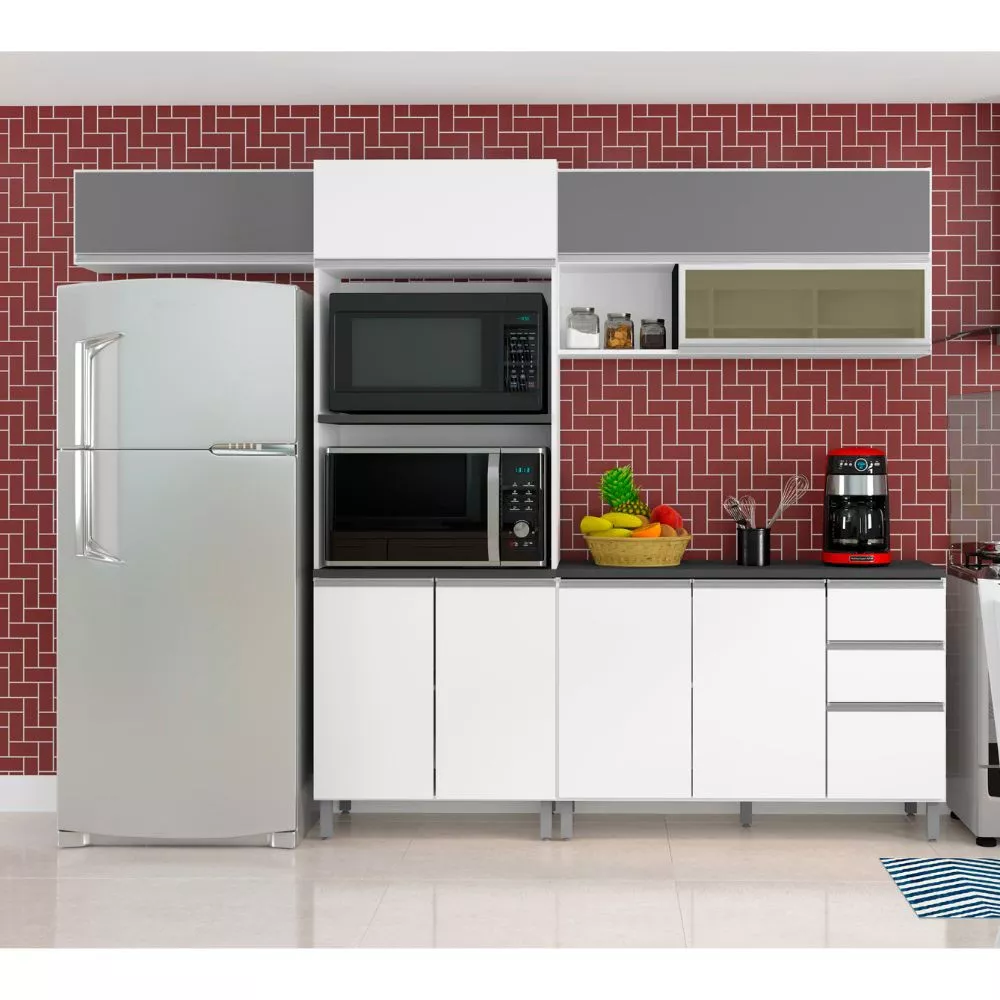 Cozinha Completa Evidence 9 Portas 2 Gavetas Com Torre Quente Poliman Móveis