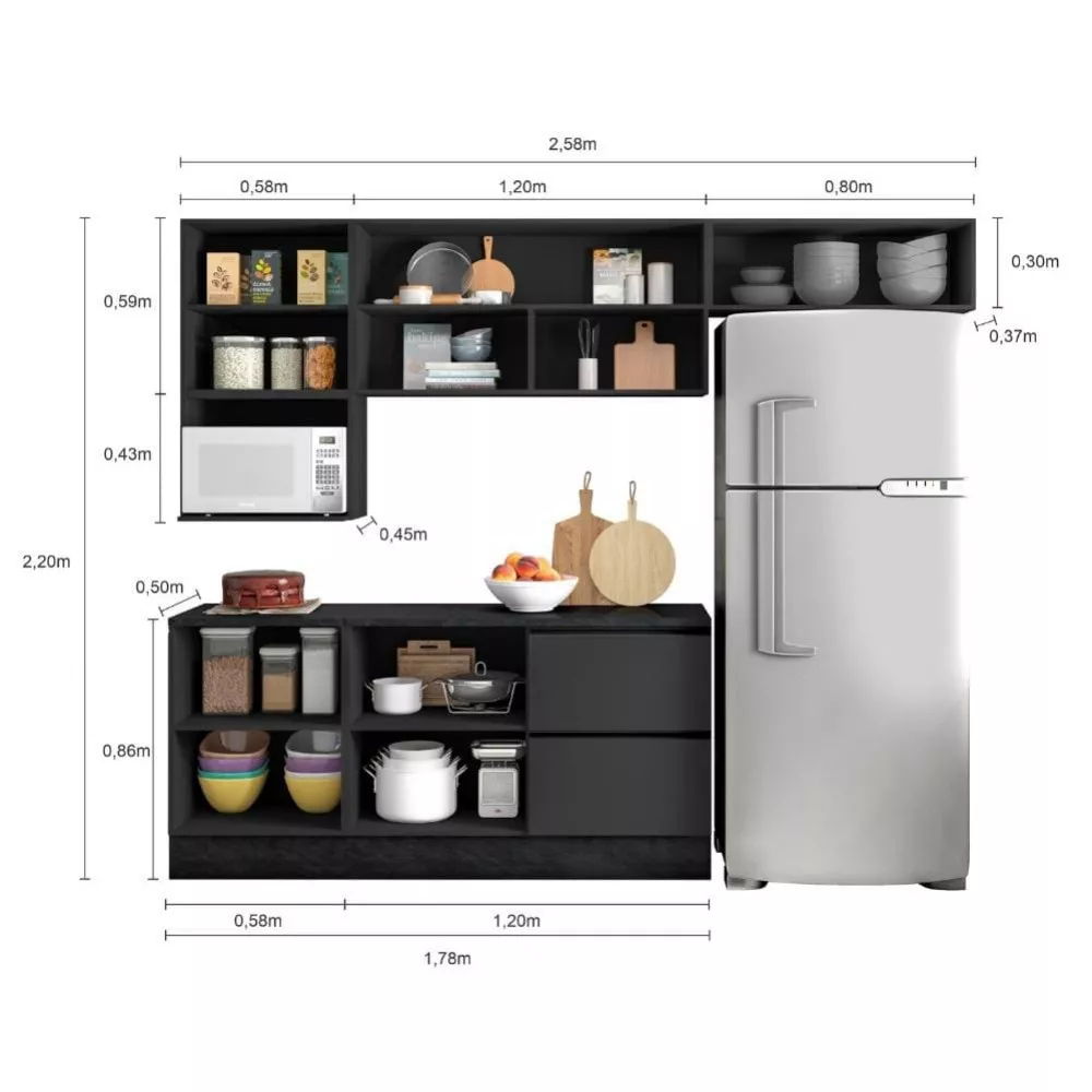 Cozinha Completa Etna 6 Peças Poliman Móveis