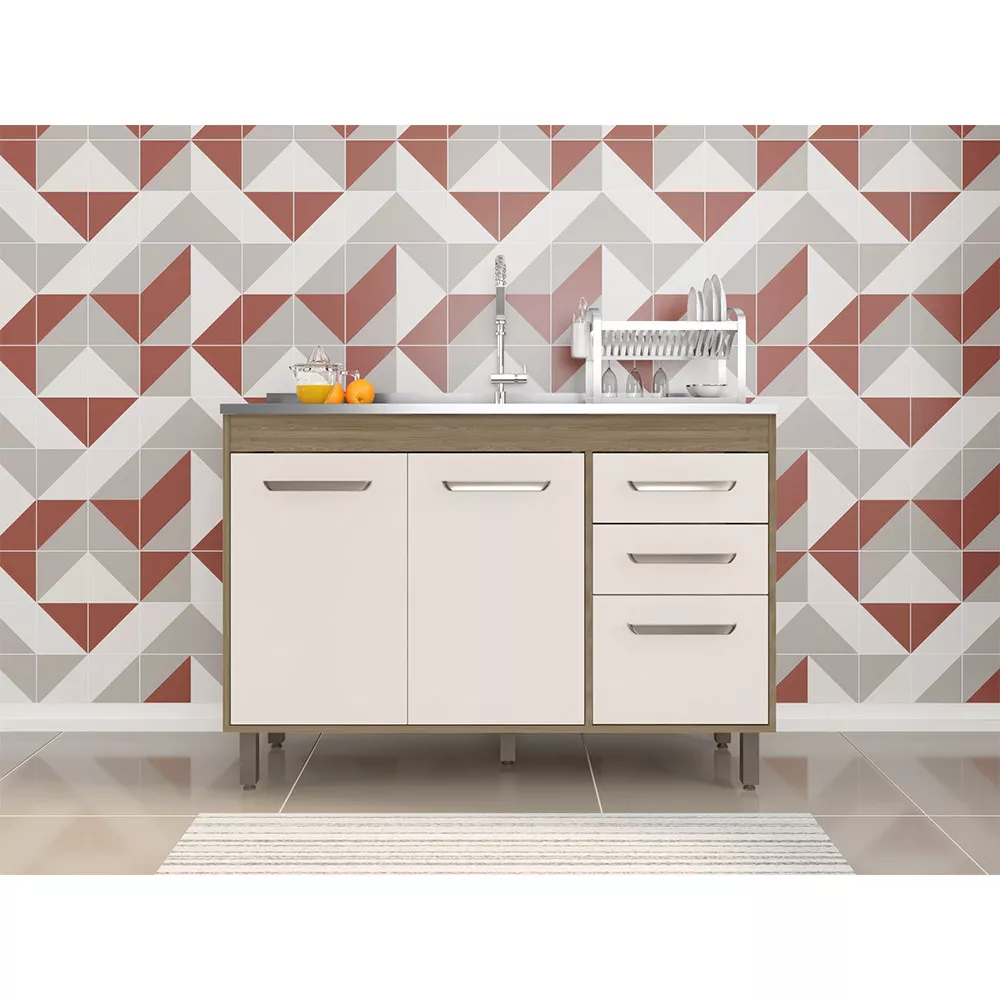 Image 3 of 5 of Balcão 3 Portas 2 Gavetas 120 cm sem tampo Barcelona Poliman