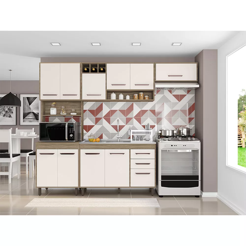 Image 4 of 5 of Balcão 3 Portas 2 Gavetas 120 cm sem tampo Barcelona Poliman