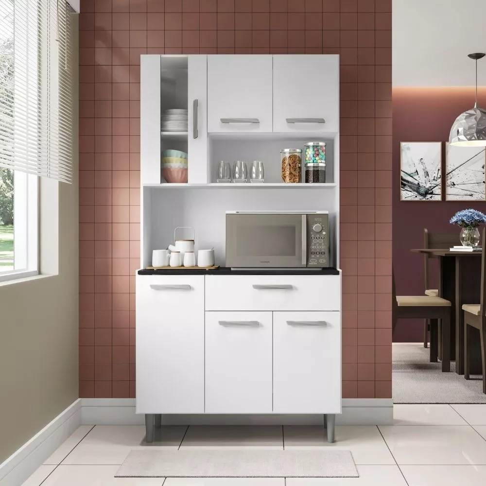 Kit Cozinha 6 Portas 1 Gaveta Carol Poliman Móveis