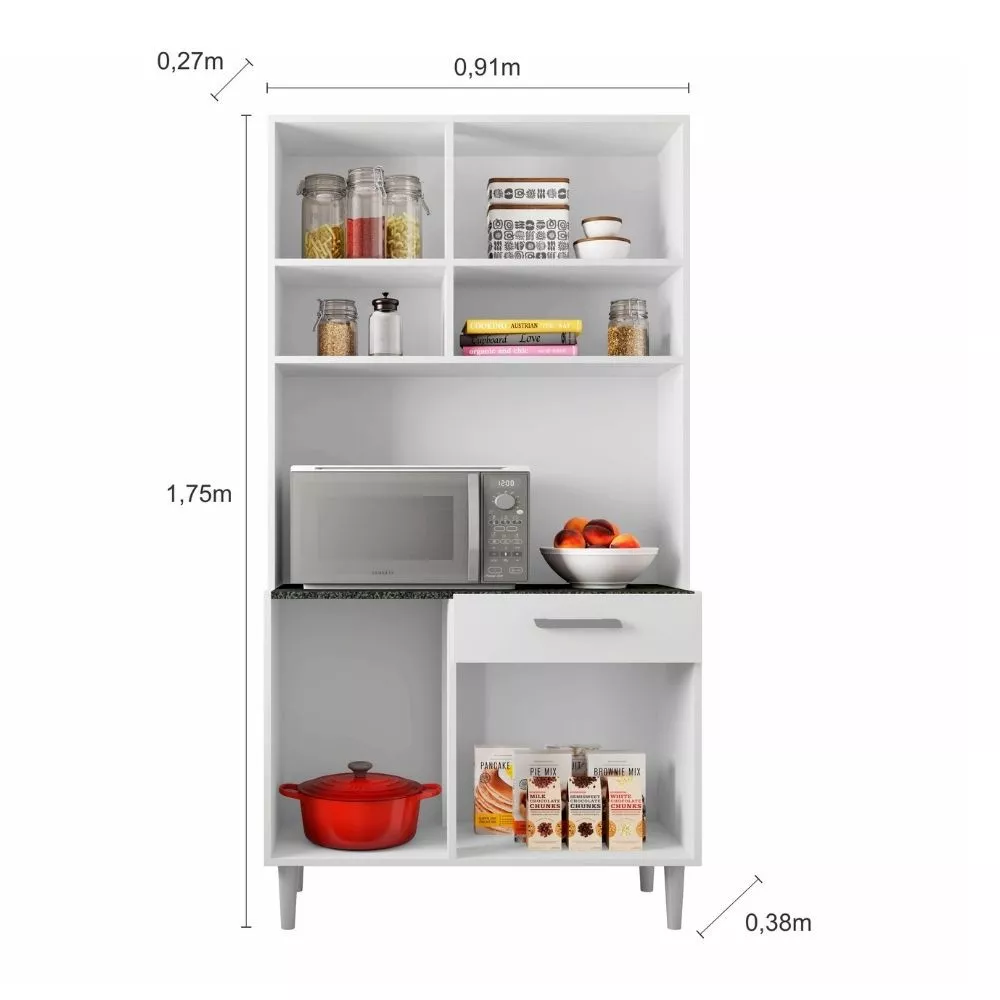 Image 3 of 4 of Kit Cozinha 6 Portas 1 Gaveta Carol Poliman Móveis