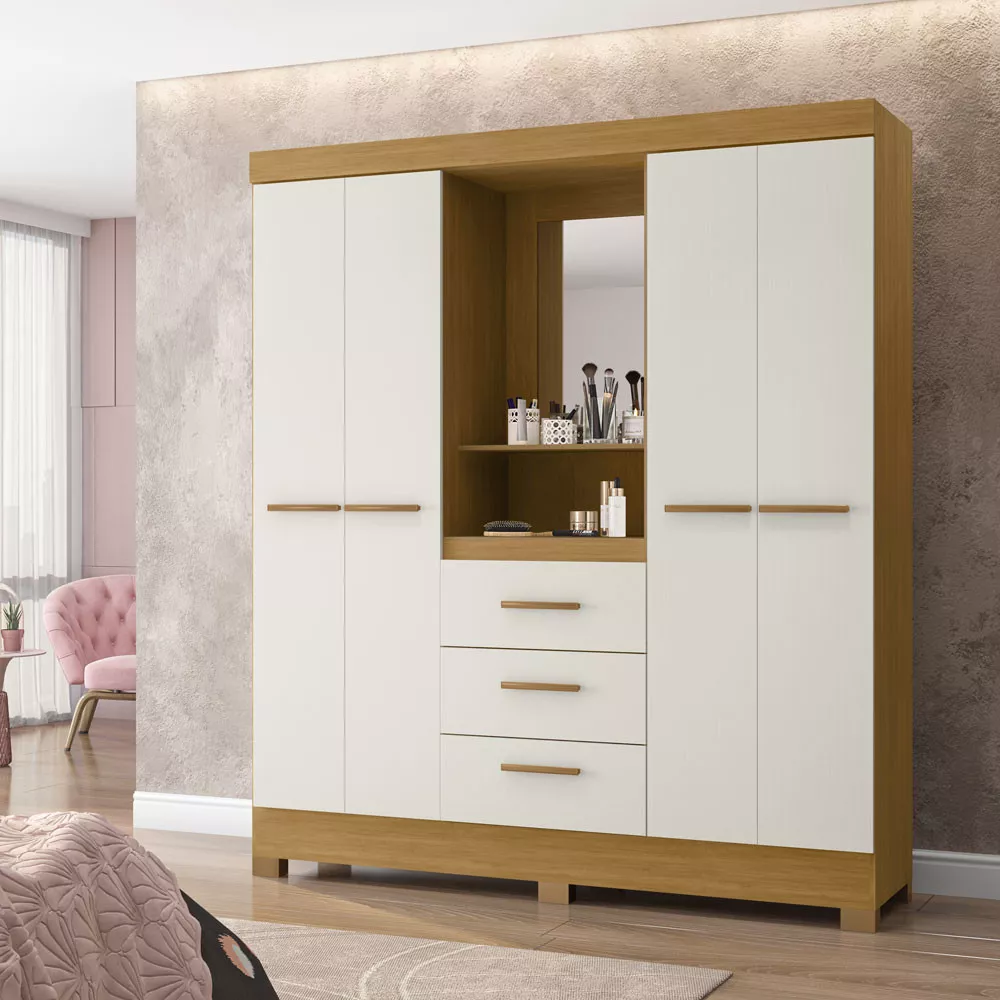 Roupeiro Capelinha Caribe 4 Portas 3 Gavetas Poliman