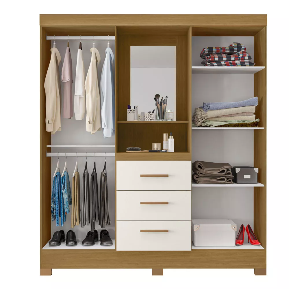 Roupeiro Capelinha Caribe 4 Portas 3 Gavetas Poliman