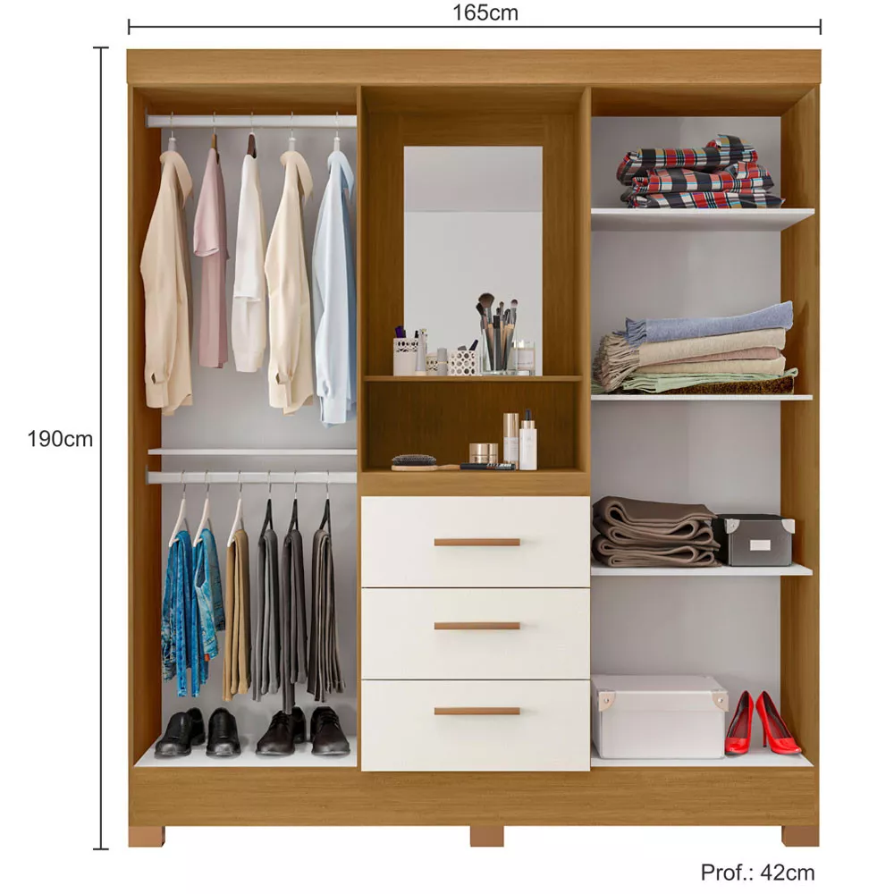 Roupeiro Capelinha Caribe 4 Portas 3 Gavetas Poliman