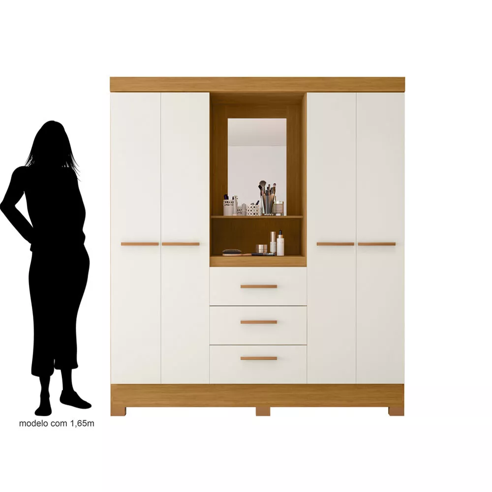 Roupeiro Capelinha Caribe 4 Portas 3 Gavetas Poliman