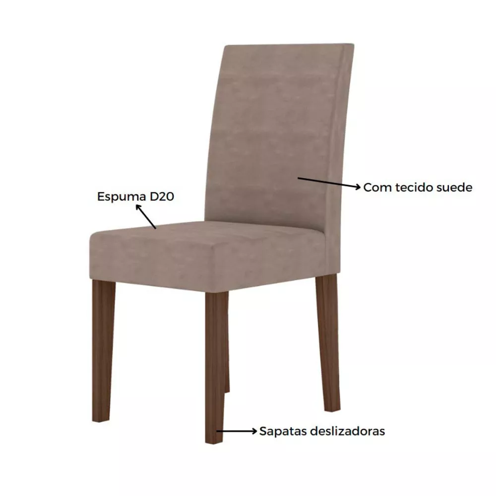 Imagem 8 de 10 de Conjunto Sala de Jantar Retangular Mesa Helo 120cm e 04 Cadeiras Josi Poliman Móveis