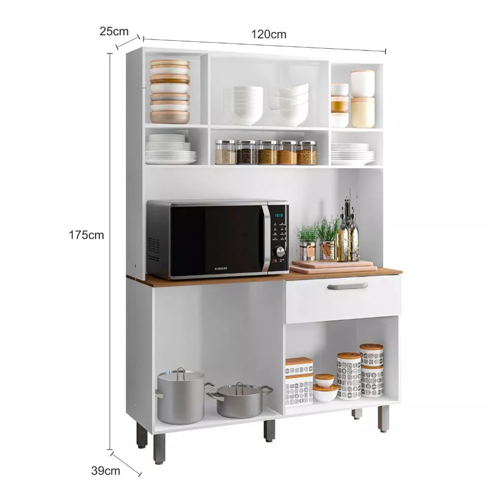 Kit Cozinha Compacta 8 portas 1 Gateva Nice Poliman Móveis