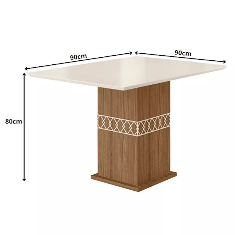 Image 1 of 3 of Mesa para Sala de Jantar 90cm Quadrado Tampo Chanfrado Jade Poliman