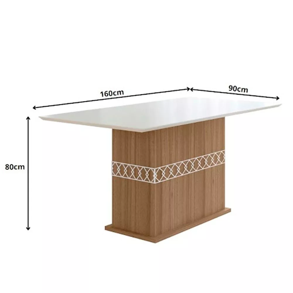 Conjunto Sala de Jantar Mesa com Tampo Chanfrado Agata 6 Cadeiras Estofadas Jade Poliman