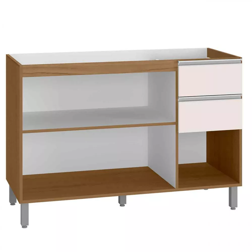 Balcão para Pia Cuba 120cm 3 Portas 3 Gavetas Paris Poliman Móveis