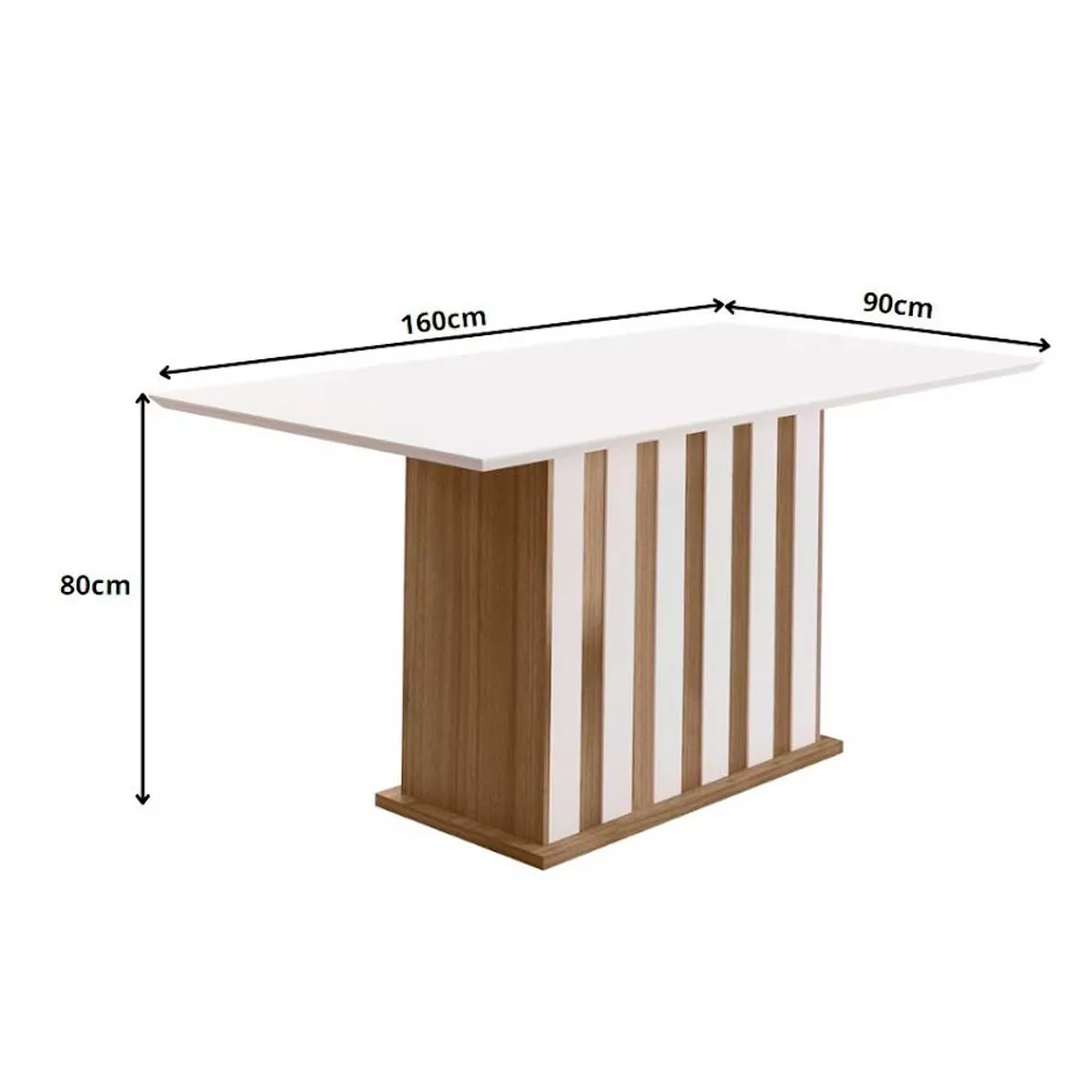 Mesa para Sala de Jantar 160cm Retangular Tampo Chanfrado Amalia Poliman