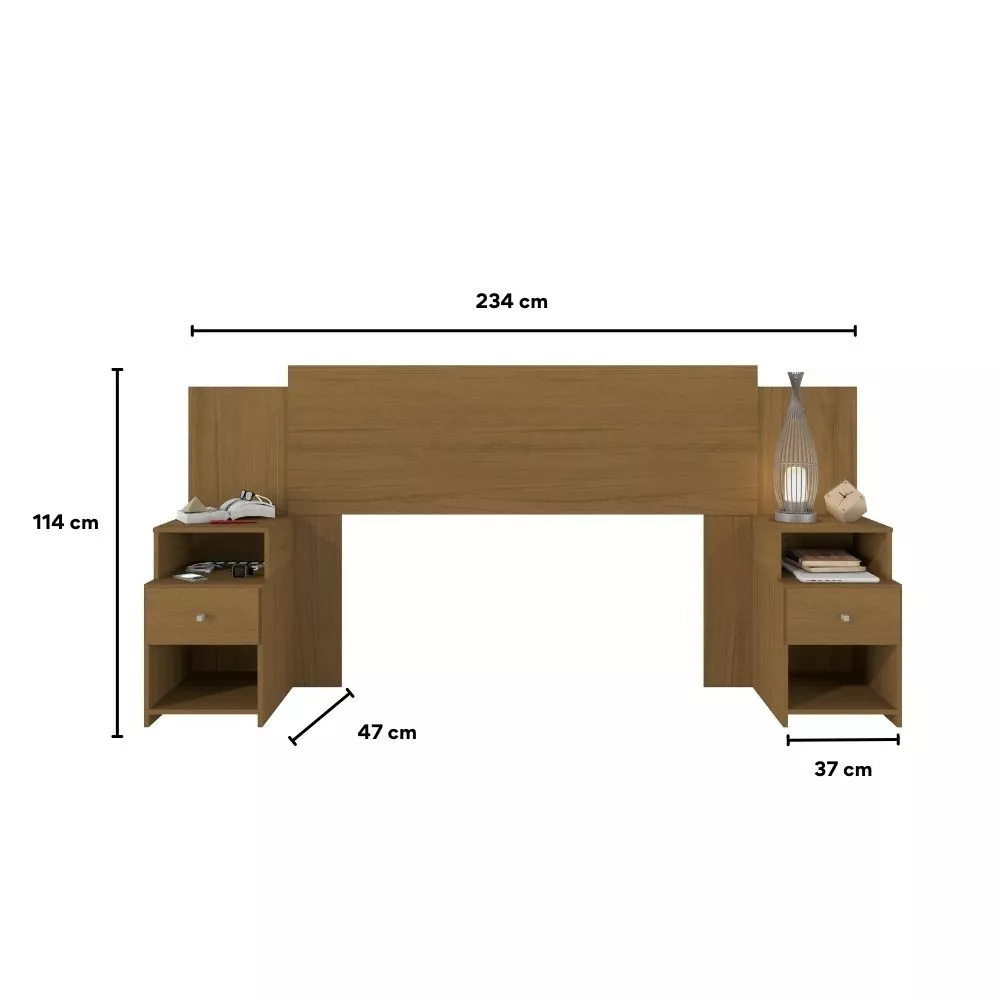 Cabeceira Extensível Cama Solteiro, Casal e Queen com Mesa de Cabeceira Maceió Poliman Móveis