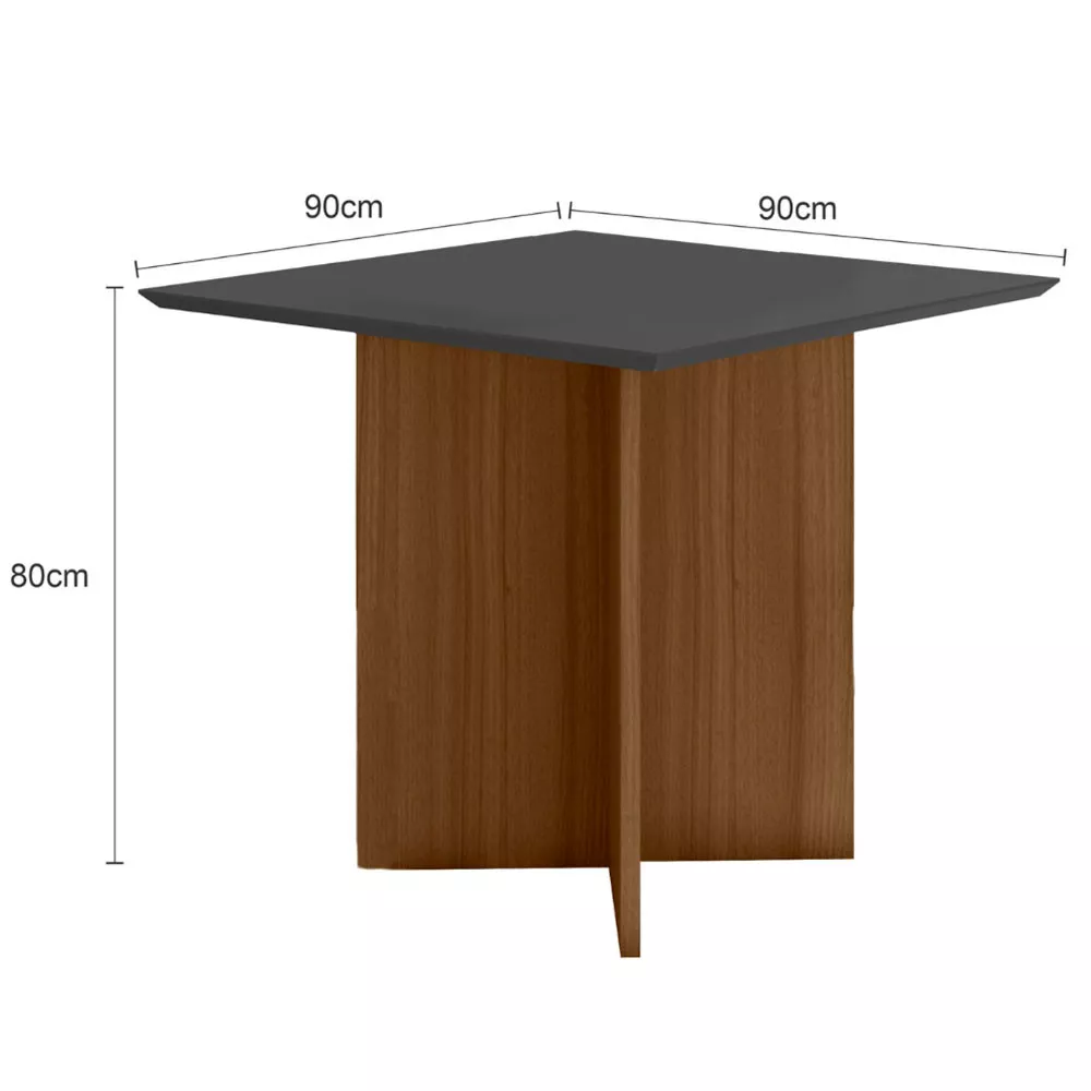 Conjunto Sala de Jantar Quadrada Mesa Helo 90cm e 04 Cadeiras Josi Poliman Móveis